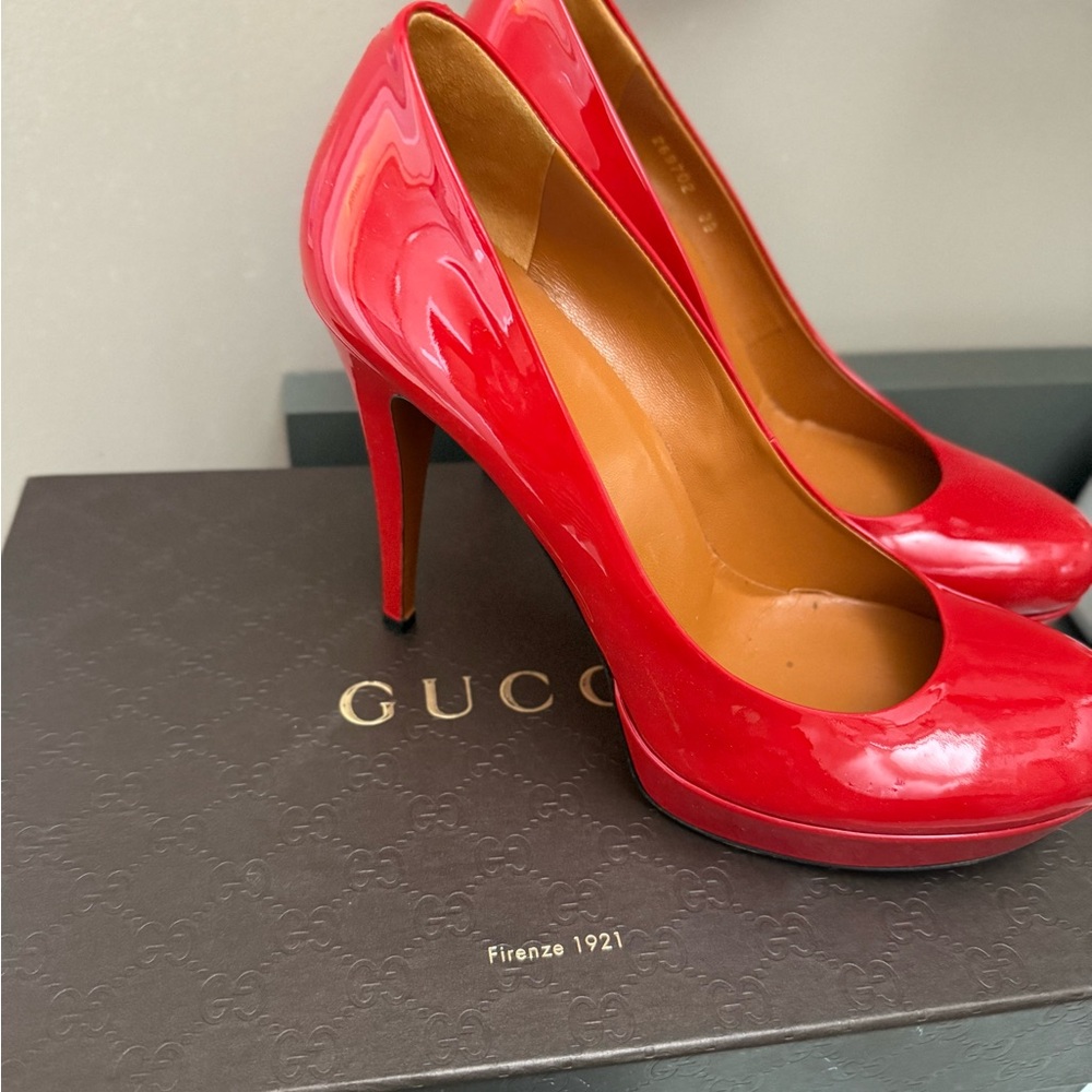 Gucci Red Stiletto Heels Patent Leather